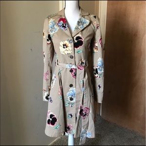 Anthropologie Elevenses Pansy Corset Trench Coat